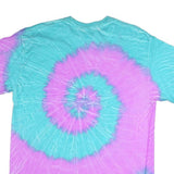 GILDAN Mens Blue & Purple Tie Dye T-Shirt L Short Sleeve Crew Neck Anna Maria