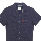 U.S. POLO ASSN Mens Blue & White Polka Dot Shirt S Short Sleeve Button Casual