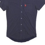 U.S. POLO ASSN Mens Blue & White Polka Dot Shirt S Short Sleeve Button Casual