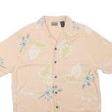 AXIST Mens Peach Silk Floral Shirt S Summer Casual Shirt