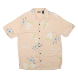 AXIST Mens Peach Silk Floral Shirt S Summer Casual Shirt