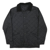 BARBOUR Girls Black Quilted Jacket XL Polyester Blend Button Closure Classic Fit