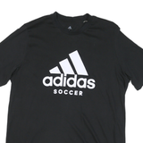 ADIDAS Mens Black & White Soccer Graphic T-Shirt L Short Sleeve Crew Neck