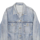 NORWISS Mens Blue Denim Button Jacket L Cotton Classic Plain Casual Lightweight