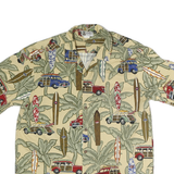 ALOHA REPUBLIC Mens Beige Hawaiian Shirt L Surfboards Beach Classic Tropical