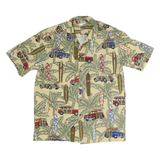 ALOHA REPUBLIC Mens Beige Hawaiian Shirt L Surfboards Beach Classic Tropical