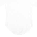 Womens White Plain Cotton Shirt M Casual Button Down Short Sleeve