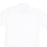 Womens White Plain Cotton Shirt M Casual Button Down Short Sleeve