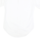 Womens White Plain Cotton Shirt M Casual Button Down Short Sleeve