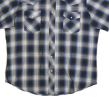 WRANGLER Womens Blue & Black & Cream Check Shirt XL Short Sleeve Cotton Blend