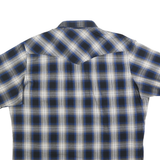 WRANGLER Womens Blue & Black & Cream Check Shirt XL Short Sleeve Cotton Blend