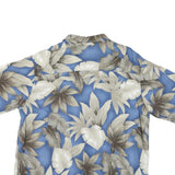 PRESWICK & MOORE Mens Blue & Brown Floral Rayon Shirt L Relaxed Fit Casual