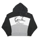 KARL KANI Womens Black & White Grey Signature Hoodie XS Streetwear Cropped