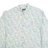 NETTELSTROTH Mens Blue & Cream Floral Cotton Blend Shirt XL Lightweight Casual