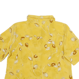GEVANA Womens Yellow Printed Shirt Short Sleeve Collared M Polyester Blend