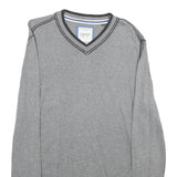 ESPRIT Mens Grey Plain Cotton Jumper V-Neck Basic Knit L Casual Comfortable