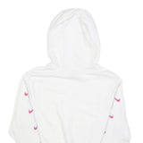 NIKE Womens White & Pink Hoodie XS Cotton Blend Pullover Sports Sweatshirt