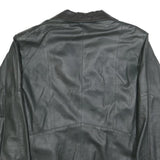 VERSACE Mens Black Leather Jacket L Leather Plain Button Closure Classic