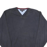 TOMMY HILFIGER Mens Navy Plain Cotton Crew Neck Basic Knit Jumper L Comfort
