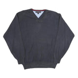TOMMY HILFIGER Mens Navy Plain Cotton Crew Neck Basic Knit Jumper L Comfort