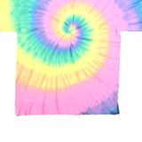 YAZBEK Mens Multicolour Tie Dye Graphic T-Shirt L Short Sleeve Crew Neck Cancun