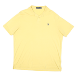 TOMMY HILFIGER Mens Yellow Polo Shirt L Cotton Blend Short Sleeve Plain Casual