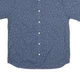 LEVI'S Mens Blue Cotton Blend Star Print Short Sleeve Shirt L Casual Summer