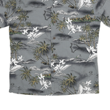 PALMWAVE Mens Grey Cotton Blend Button Jacket L Tropical Print Short Sleeve