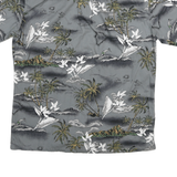 PALMWAVE Mens Grey Cotton Blend Button Jacket L Tropical Print Short Sleeve
