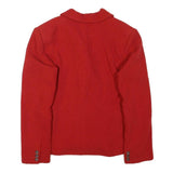 Womens Red Wool Blend Double Breasted Jacket XS Button Closure Classic Fit Plain