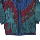 CURRENT SCREEN Womens Blue & Burgundy Statement Zip Jacket S Polyester Blend