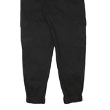 PULL & BEAR Womens Cotton Blend Black Relaxed Cargo Trousers W24 L27 Zip