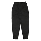 PULL & BEAR Womens Cotton Blend Black Relaxed Cargo Trousers W24 L27 Zip