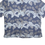 CARRIBEAN Mens Blue Plain Cotton Shirt L Summer Casual Short Sleeve Button