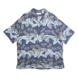 CARRIBEAN Mens Blue Plain Cotton Shirt L Summer Casual Short Sleeve Button