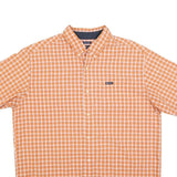 CHAPS Mens Orange & Cream Check Shirt XL Button Down Casual Summer Wear