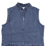 NORTH STYLE Womens Blue Denim Sleeveless Jacket L Cotton Zip Plain Stylish