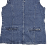 NORTH STYLE Womens Blue Denim Sleeveless Jacket L Cotton Zip Plain Stylish