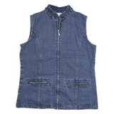 NORTH STYLE Womens Blue Denim Sleeveless Jacket L Cotton Zip Plain Stylish