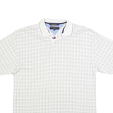 TOMMY HILFIGER Mens White & Beige Checked Short Sleeve Polo Shirt S Cotton Blend