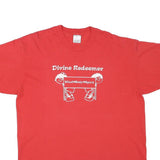 ONEITA Mens Red Divine Redeemer Graphic T-Shirt 2XL Short Sleeve Crew Neck