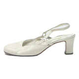 ACCADEMIA Womens White Leather Slingback Court Shoes UK 6 Classic Vintage