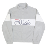 FILA Womens Grey & White Polyester Patterned 1/4 Zip Jumper M Casual Sport