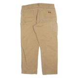DICKIES Mens Relaxed Beige Cotton Blend Straight Leg Trousers W40 L32 Workwear