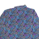 TOP FASHION Womens Blue & Purple Printed Shirt Long Sleeve Collared M Floral