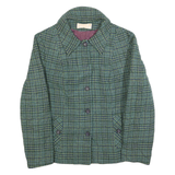 PENDLETON Womens Green & Blue Wool Check Button Jacket M Wool Blend