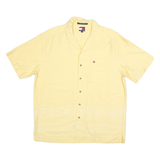 TOMMY HILFIGER Mens Yellow Short Sleeve Shirt L Cotton Blend Casual Summer