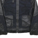 SNAP Mens Black & Black Faux Shearling Jacket XL Polyester Blend Zip Warm