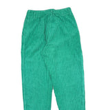 Womens Cotton Blend Regular Fit Green Corduroy Trousers W24 L28 Comfortable