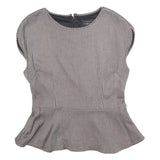 TED BAKER Womens Grey Wool Blend Peplum Top Sleeveless Round Neck L Stylish